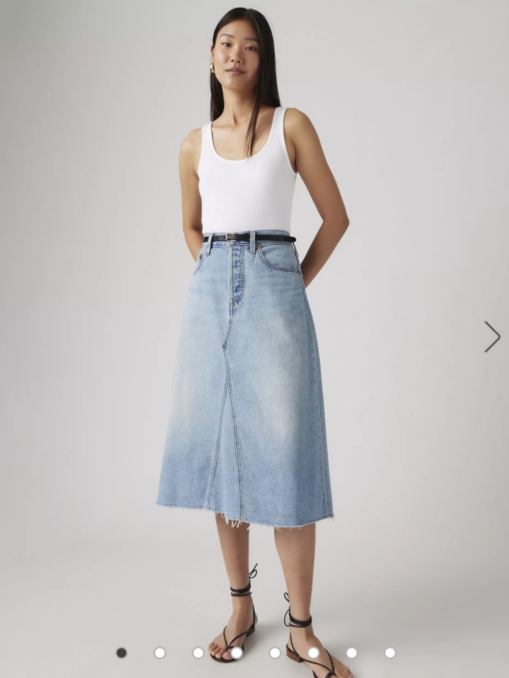 Levi's Light Blue Denim Decon A-Line Midi Skirt